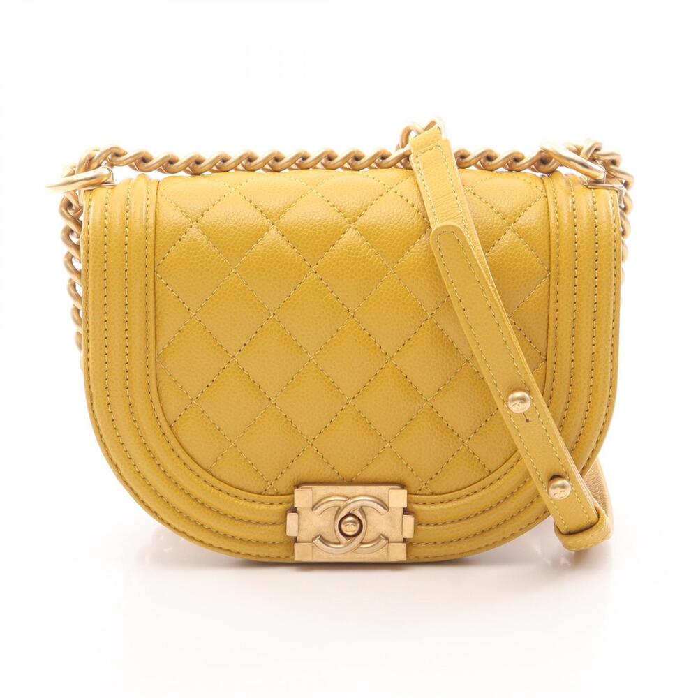 Chanel Boy Shoulder Bag Caviar Skin Grained Calfskin Brown